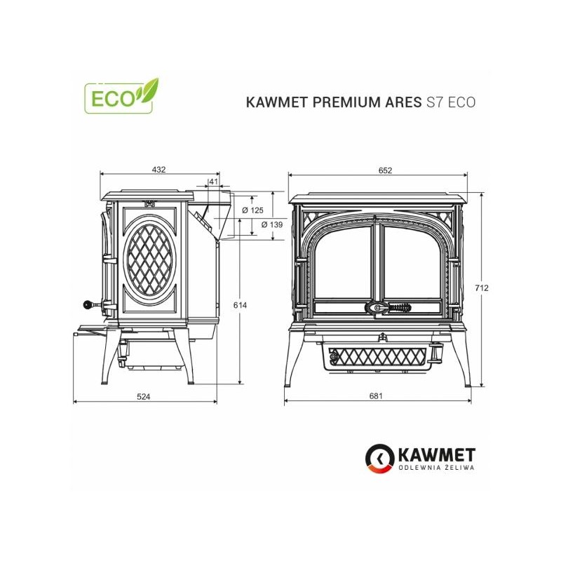 Ketaus krosnelė KAWMET Premium ARES S7 ECO