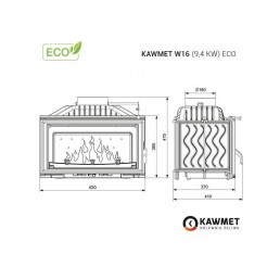 Ketaus įdėklas židiniui KAWMET W16 9,4 kW ECO