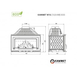 Ketaus įdėklas židiniui KAWMET W16 13,5 kW ECO
