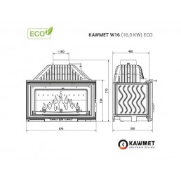 Ketaus įdėklas židiniui KAWMET W16 16,3 kW ECO