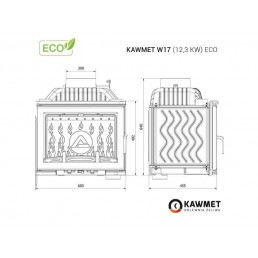 Ketaus įdėklas židiniui KAWMET W17 12,3 kW ECO