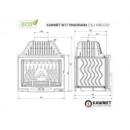 Ketaus įdėklas židiniui KAWMET W17 Panorama 16,1 kW ECO